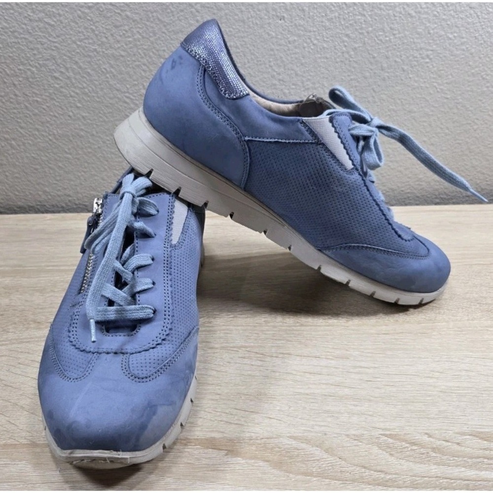 Mephisto Mobils Zip Lace Sneakers Blue Leather Comfort EU 38 US 7.5‎